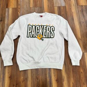 Mitchell & Ness White Green Bay Packers Crewneck Sweater